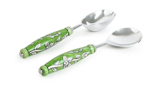 Andrea Serving Spoon Set of 2 (Silver & Multicolour) by Urban Ladder - Front View Design 1 - 428566