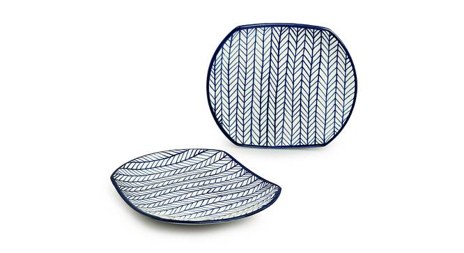 Amari Dinner Plates (Set Of 2 Set, Indigo Blue & White) by Urban Ladder - Front View Design 1 - 428570