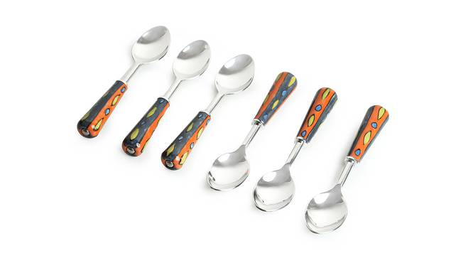 Blakely Table Spoons Set of 6 (Silver & Multicolour) by Urban Ladder - Front View Design 1 - 428836