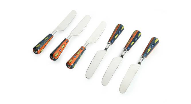 Blakely Table Knives Set of 6 (Silver & Multicolour) by Urban Ladder - Front View Design 1 - 428837