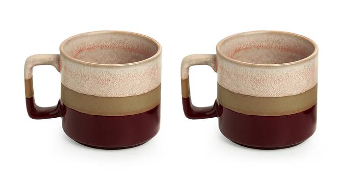 Briella Mugs Set of 2 (Set Of 2 Set, Peach, Earthen Brown & Crimson Red) by Urban Ladder - Front View Design 1 - 428842