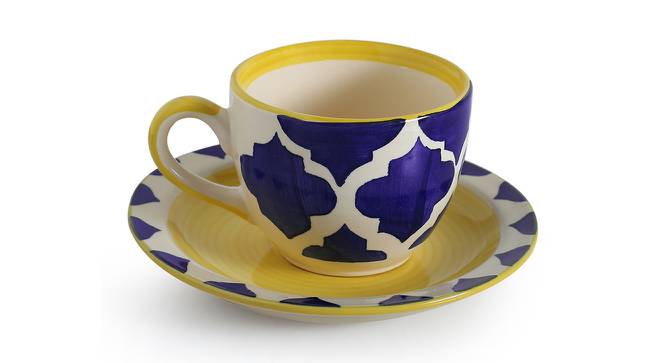 Barkley Cup & Saucer Set of 6 (Set of 6 Set, Blue, White & Yellow) by Urban Ladder - Cross View Design 1 - 428846