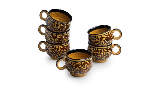 Clovis Cups Set of 6 (Brown, Set of 6 Set) by Urban Ladder - Front View Design 1 - 429028