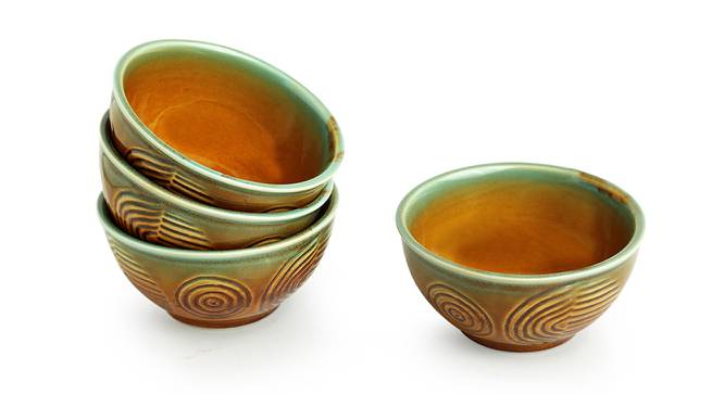 Ellona Dining Bowl (Set Of 4 Set, Caramel Brown & Sea Green) by Urban Ladder - Front View Design 1 - 429331