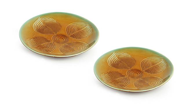 Ellona Side Plates (Set Of 2 Set, Caramel Brown & Sea Green) by Urban Ladder - Front View Design 1 - 429431