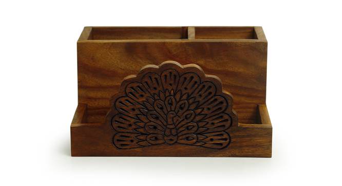 Emory Cutlery & Stationery Holder (Oil-based Natural Brown Finish) by Urban Ladder - Front View Design 1 - 429518