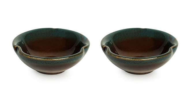 Finley Chutney & Pickle Bowls Set of 2 (Set Of 2 Set, Amber with Teal Tints) by Urban Ladder - Front View Design 1 - 429730