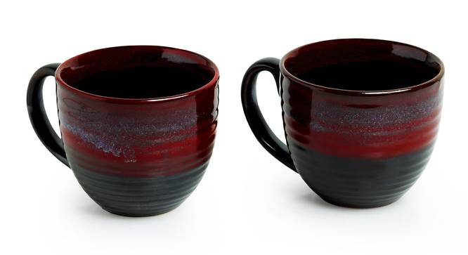 Hailey Mugs Set of 2 (Set Of 2 Set, Black, Crimson & Ombre Blue) by Urban Ladder - Front View Design 1 - 429823