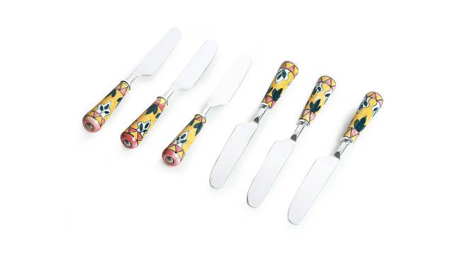 Genevieva Table Knives Set of 6 (Silver & Multicolour) by Urban Ladder - Front View Design 1 - 429825