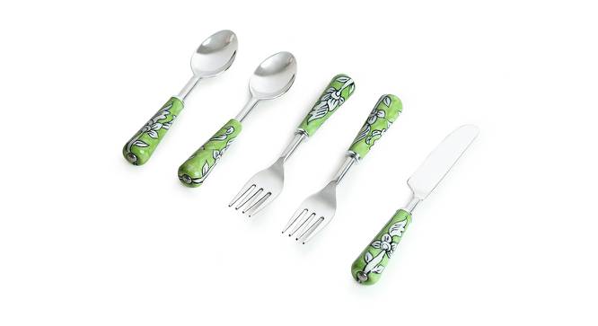 Harmony Table Cutlery Set of 5 (Silver & Multicolour) by Urban Ladder - Front View Design 1 - 429915