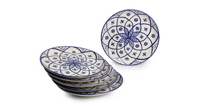 Hayden Dinner Plates (Set of 6 Set, White & Midnight Blue) by Urban Ladder - Front View Design 1 - 429923