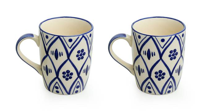 Hayden Tea & Coffee Mugs Set of 2 (Set Of 2 Set, White & Midnight Blue) by Urban Ladder - Front View Design 1 - 430014