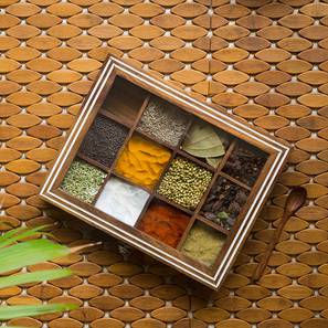 Kitchen Organizers Design Indigo Spice Box With Spoon (Brown)
