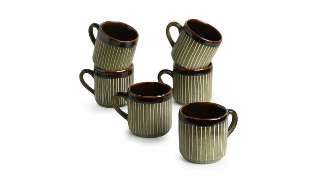Jasmine Cups Set of 6 (Set of 6 Set, Grey, Cocoa Brown & White) by Urban Ladder - Front View Design 1 - 430304