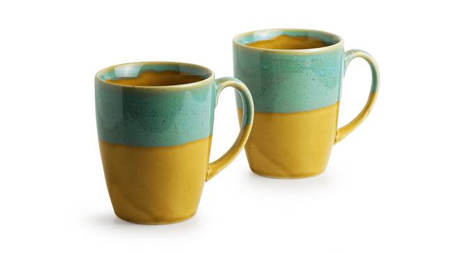 Jazmen Coffee Mugs Set of 2 (Set Of 2 Set, Sand Yellow & Teal Blue) by Urban Ladder - Cross View Design 1 - 430314