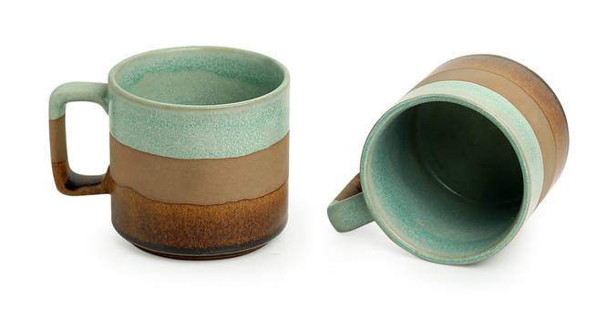 Journey Mugs Set of 2 (Set Of 2 Set, Mint Green, Earthen Brown & Cinnamon Brown) by Urban Ladder - Cross View Design 1 - 430326