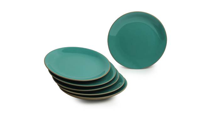 Juliet Dinner Plates (Set of 6 Set, Turquoise Blue & Earthen Brown) by Urban Ladder - Front View Design 1 - 430404