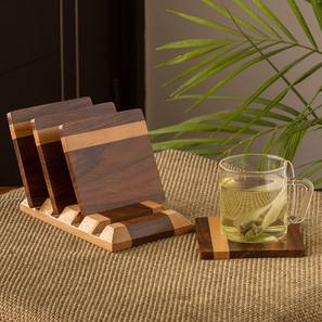 Coasters Design Kayla Set of 4 Coasters With Stand (Dark & Light Brown)