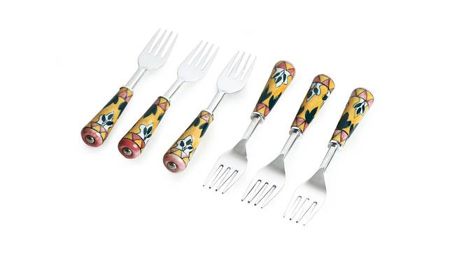 Khloe Table Forks Set of 6 (Silver & Multicolour) by Urban Ladder - Front View Design 1 - 430495