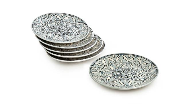 Laurent Dinner Plates (Set of 6 Set, Smoke Grey and White) by Urban Ladder - Front View Design 1 - 430690