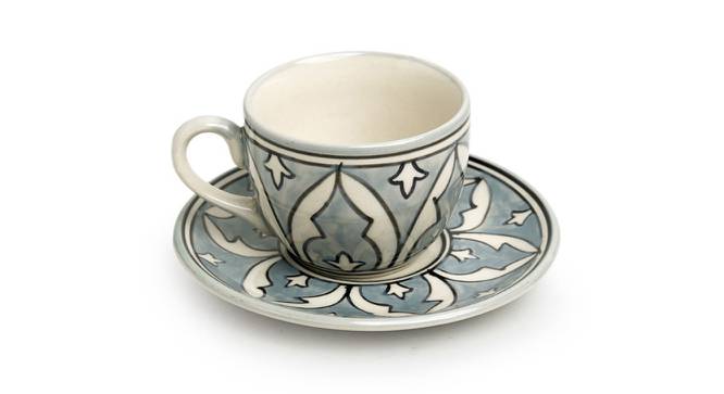 Laurent Tea Cups With Saucers Set of 6 (Set of 6 Set, Smoke Grey and White) by Urban Ladder - Cross View Design 1 - 430795