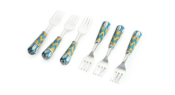 Londyn Table Forks Set of 6 (Silver & Multicolour) by Urban Ladder - Front View Design 1 - 430889