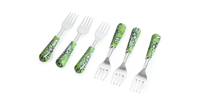 Lucia Table Forks Set of 6 (Silver & Multicolour) by Urban Ladder - Front View Design 1 - 430890