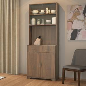 Kitchen Cabinet Designs Design Hubert 4 Door Tall Display Cabinet (Warm Walnut Finish)