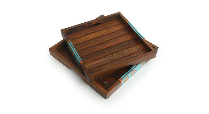 Morgan Nested Serving Trays Set of 2 (Brown) by Urban Ladder - Front View Design 1 - 431694