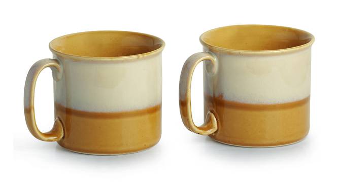 Nova Mugs Set of 2 (Set Of 2 Set, Mustard Yellow & Off White) by Urban Ladder - Front View Design 1 - 431777