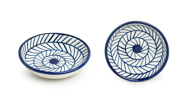 Octavia Chutney Bowls (Set Of 2 Set, Indigo Blue & White) by Urban Ladder - Front View Design 1 - 431780