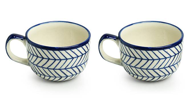 Octavia Coffee & Milk Mugs Set of 2 (Set Of 2 Set, Indigo Blue & White) by Urban Ladder - Front View Design 1 - 431782