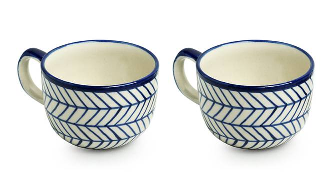 Octavia Coffee & Milk Mugs Set of 2 (Set Of 2 Set, Indigo Blue & White) by Urban Ladder - Cross View Design 1 - 431795