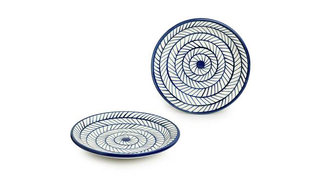 Octavia Side Plates (Set Of 2 Set, Indigo Blue & White) by Urban Ladder - Front View Design 1 - 431876