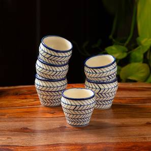 Cups Mugs Design Octavia Tea Kullads Set of 6 (Set of 6 Set, Indigo Blue & White)