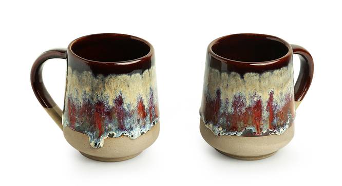 Orabelle Mugs Set of 2 (Set Of 2 Set, Crimson Red with Peanut Brown) by Urban Ladder - Front View Design 1 - 431987