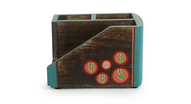 Olive Cutlery Holder (Dark Brown & Turquoise Blue) by Urban Ladder - Front View Design 1 - 431996
