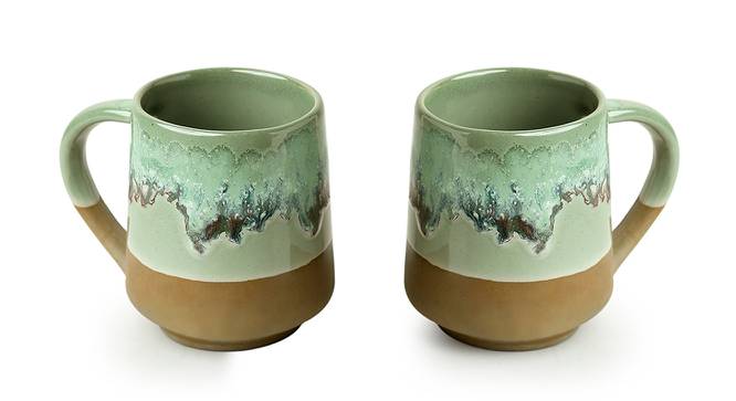 Paulette Mugs Set of 2 (Set Of 2 Set, Mint Green with Peanut Brown) by Urban Ladder - Front View Design 1 - 432088