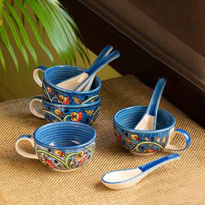 Rosemary handled soup bowls with spoons set of 4 lp