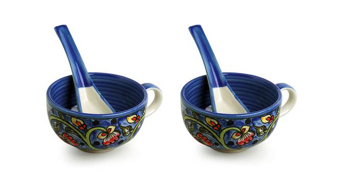 Rosemary Handled Soup Bowls With Spoons (Set Of 2 Set) by Urban Ladder - Front View Design 1 - 432870