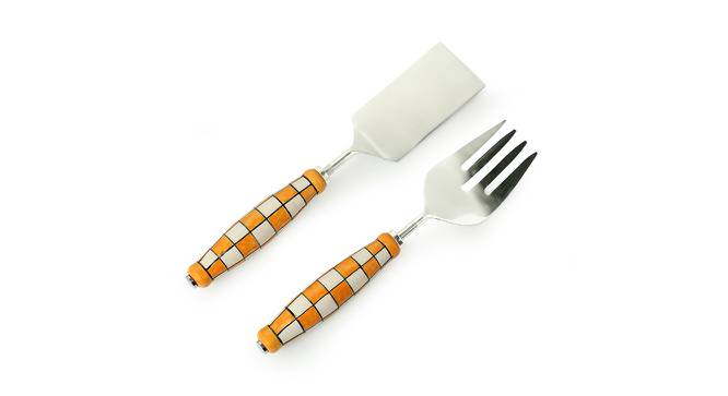 Sabrina Serving Fork & Scraper Set of 2 (Fire Yellow & Off-White) by Urban Ladder - Front View Design 1 - 433075