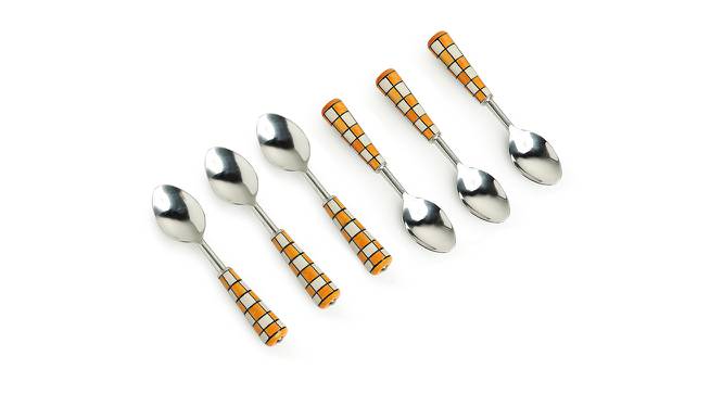 Sabrina Table Spoons Set of 6 (Fire Yellow & Off-White) by Urban Ladder - Front View Design 1 - 433078