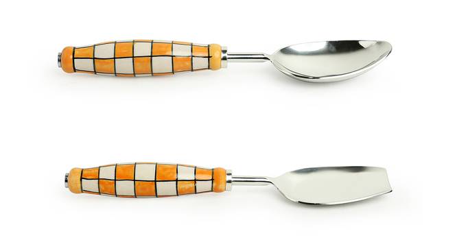 Sabrina Serving Spoon Set of 2 (Fire Yellow & Off-White) by Urban Ladder - Cross View Design 1 - 433090