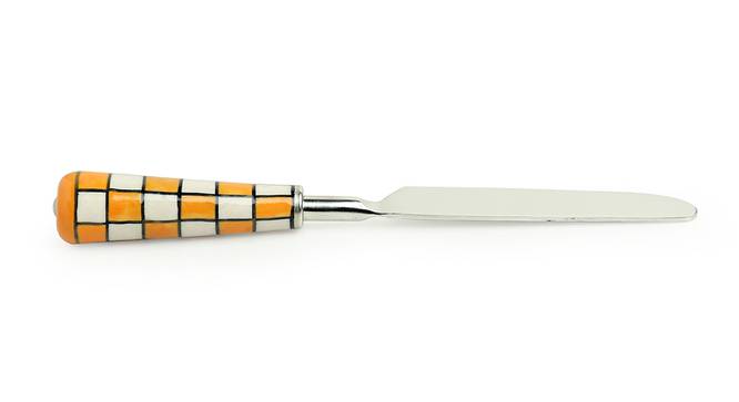 Sabrina Table Knives Set of 6 (Fire Yellow & Off-White) by Urban Ladder - Cross View Design 1 - 433094