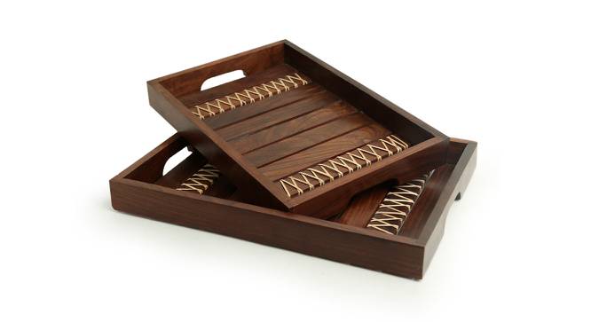 Symone Nested Tray - Set of 2 (Dark Brown) by Urban Ladder - Front View Design 1 - 433266