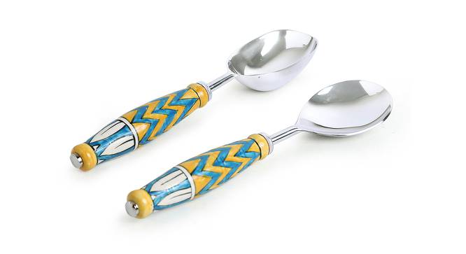 Summer Serving Spoon Set of 2 (Silver & Multicolour) by Urban Ladder - Front View Design 1 - 433272