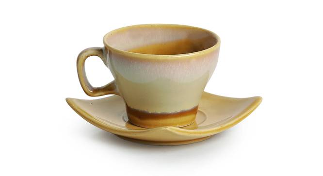 Violet Chai Tea Cups & Saucers Set of 6 (Set of 6 Set, Mustard Yellow & Off White) by Urban Ladder - Cross View Design 1 - 433574