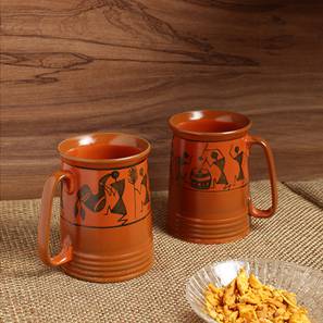 Cups Mugs Design Wilda Beer & Milk Mugs Set of 2 (Set Of 2 Set, Red Mud Brown)
