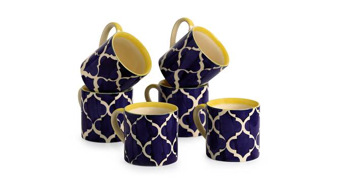 Yolaine Cups Set of 6 (Set of 6 Set, Blue, White & Yellow) by Urban Ladder - Front View Design 1 - 433658