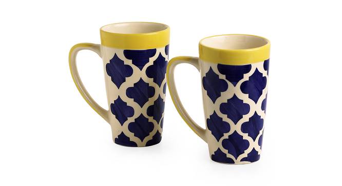 Wyatt Beer Mug Set of 2 (Set Of 2 Set, Blue, White & Yellow) by Urban Ladder - Front View Design 1 - 433659